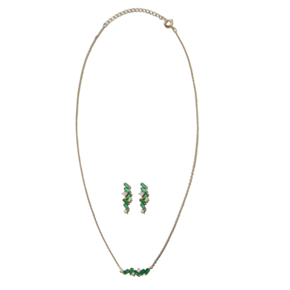 Adina Eden Green and Gold Necklace Set
